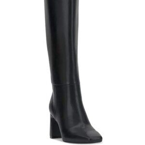 INC Odina Dress Boots Black Smooth 9.5W Extra Wide Calf Square Toe MSRP $149